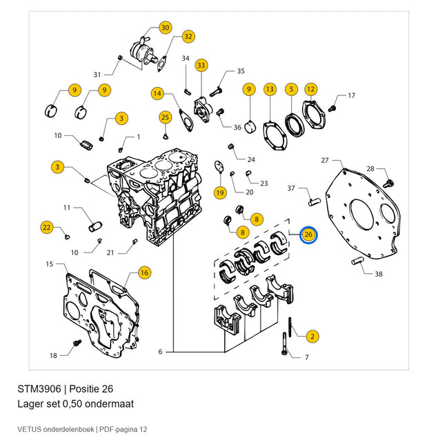 Lager set 0,50 ondermaat - Vetus - STM3906