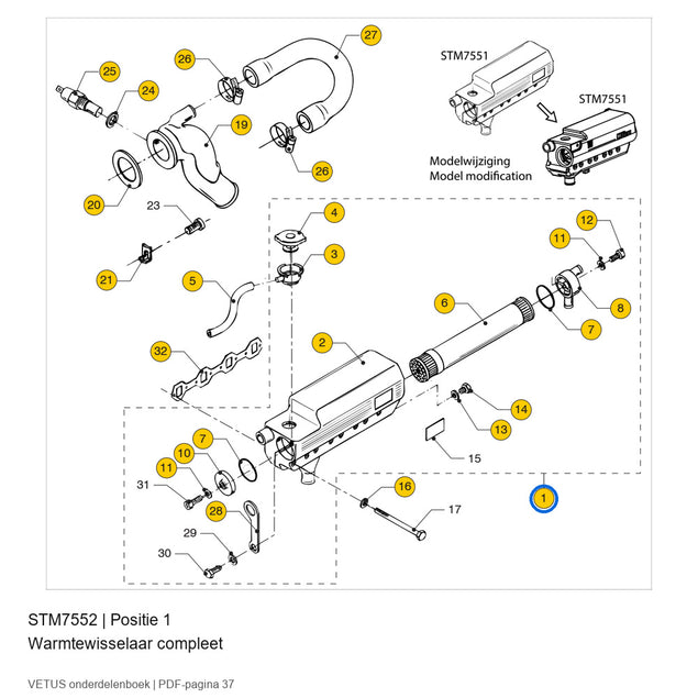 Warmtewisselaar compleet - Vetus - STM7552