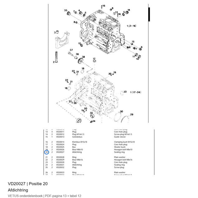 Afdichtring - Vetus - VD20027