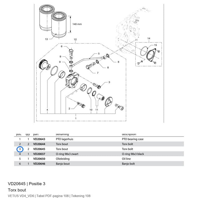 Torx bout - Vetus - VD20645