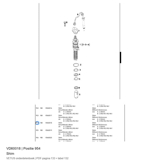 Shim - Vetus - VD60018