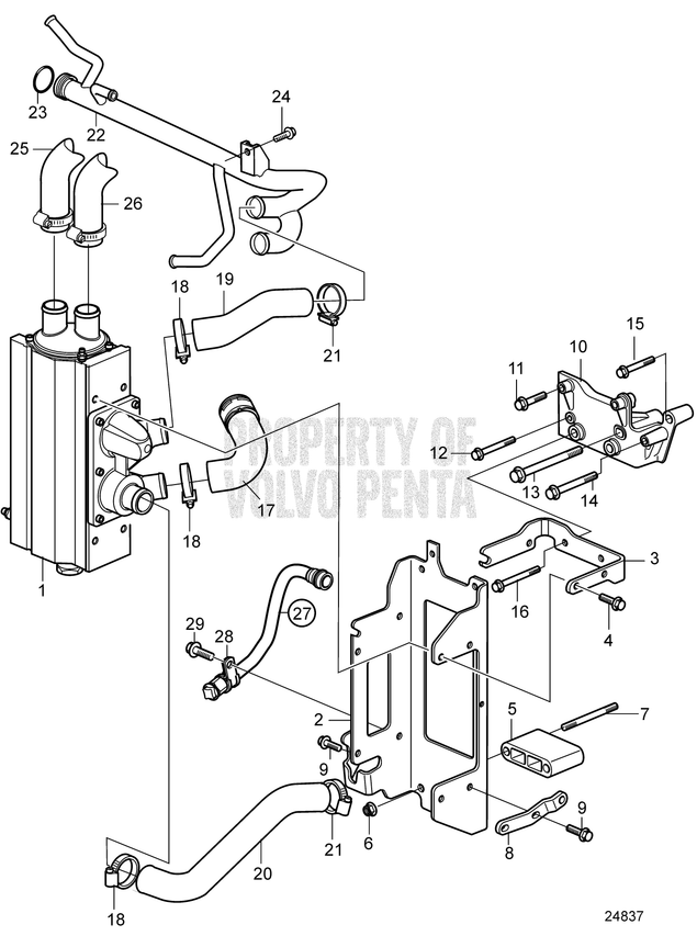 Volvo Penta D3 koelwaterleiding - 21591184