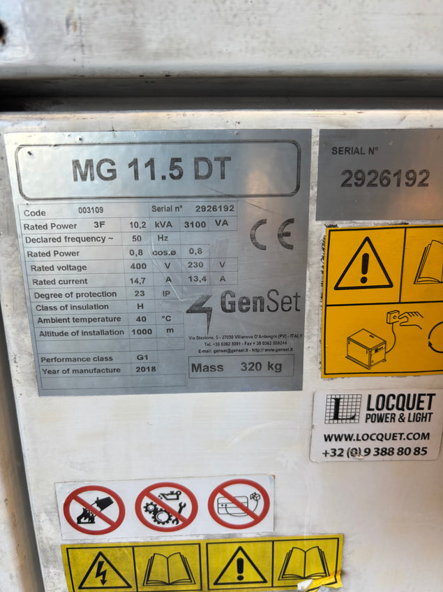 Generatore marino Gen-Set MG 11.5DT 10.2KVA 1500RPM