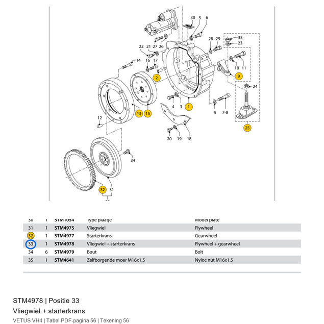 Vliegwiel + starterkrans - Vetus - STM4978