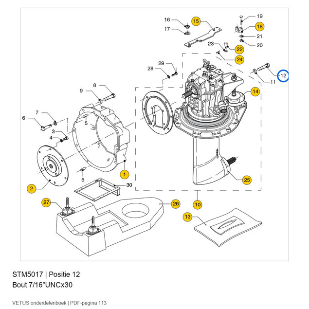 Bout 7/16”UNCx30 - Vetus - STM5017