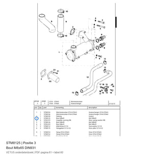 Bout M8x65 DIN931 - Vetus - STM8125
